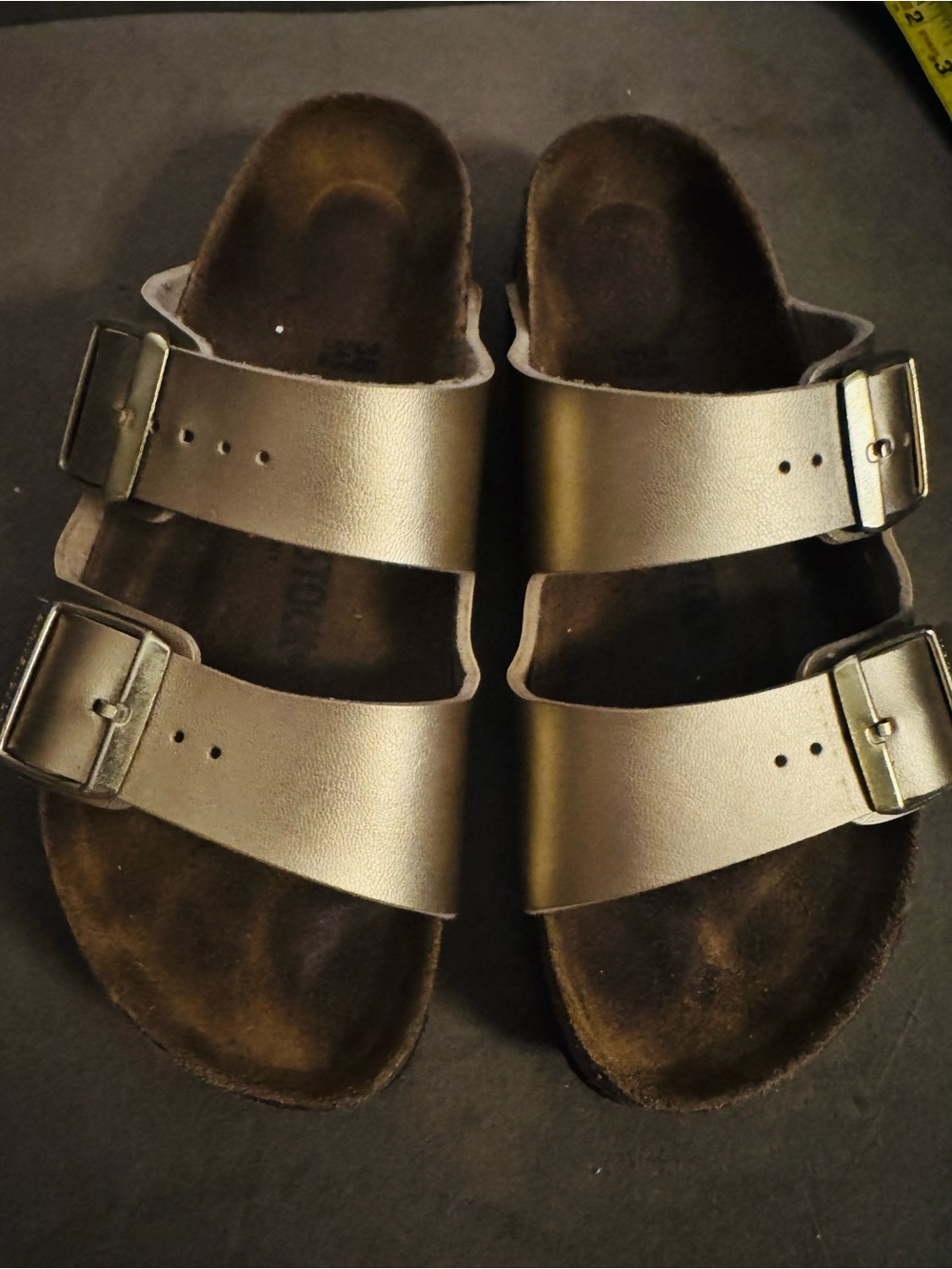 Birkenstock Arizona Metallic Gold Double Strap Sandals